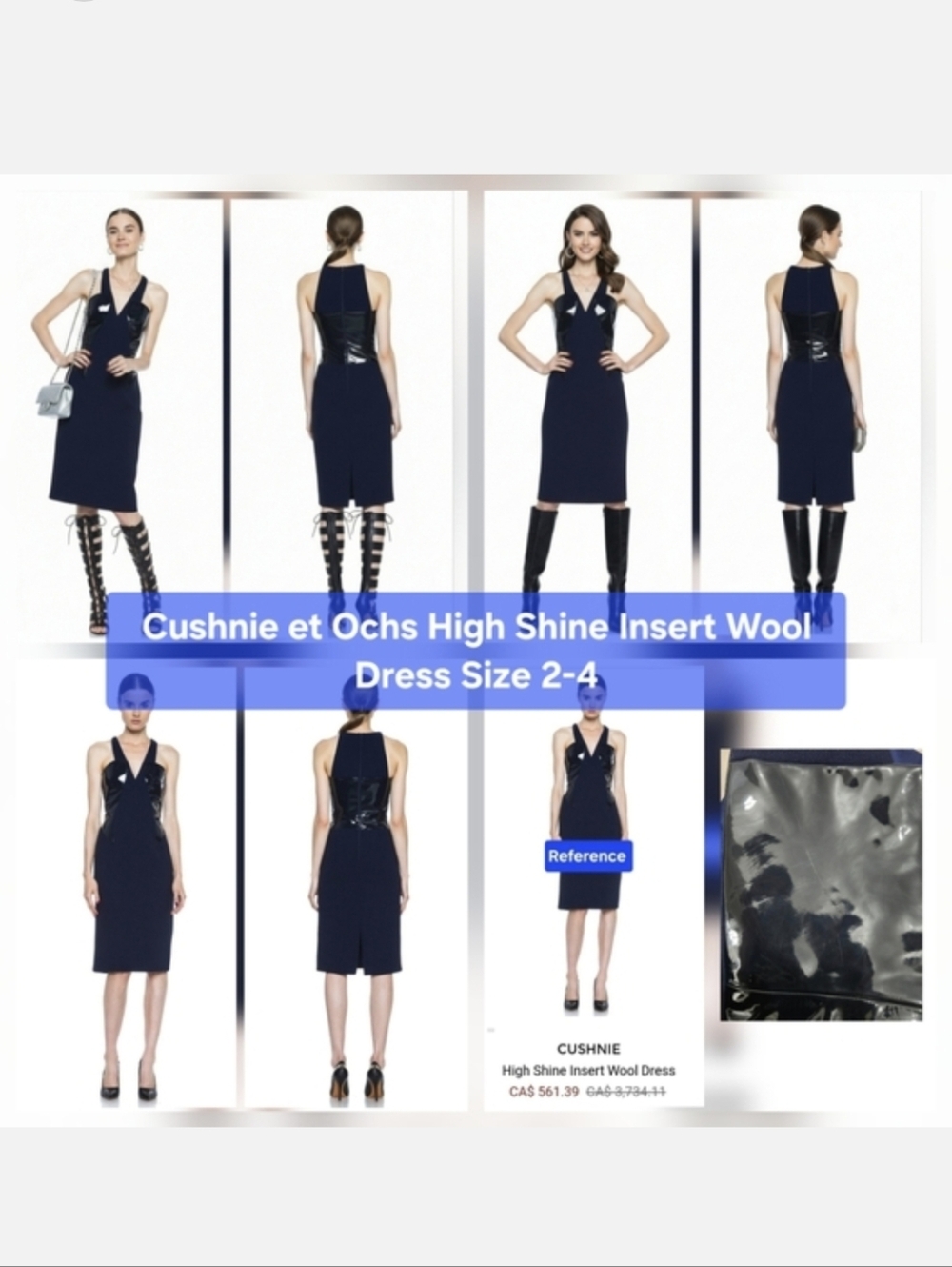 Cushnie et Ochs High Shine Insert Wool Dress Size 2-4